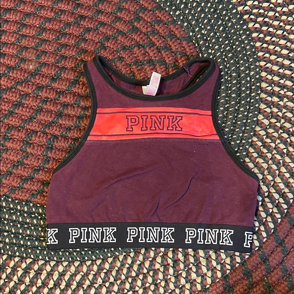 PINK Victoria’s Secret Maroon Cropped Bra Top Size Small
